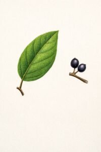 Feuilles: persistantes, alternes, simple, terminées en pointe, à limbe glabre sur les deux faces, pustuleux à la face supéreur.