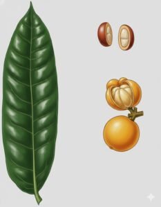 Feuilles: persistantes, alternes, composées pennées, à quatre  à douze paires de folioles opposées plus une foliole terminale, terminé par une pointe en forme de spatule, à  nervure médiane déprimée en dessus proéminente en dessous, à nombreuses nervures latérales.