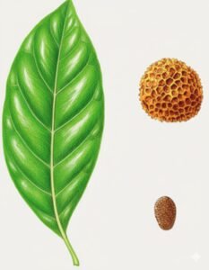 Feuilles: persistantes, opposées, simples, beaucoup plus grandes chez les jeunes sujets, à pétiole épais long avec de très grandes stipules glabres.