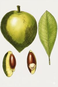 Feuilles: persistantes, alternes simple, à pétiole grêle, à limbe glabre, à nervures principales saillante en dessous, seize à dix-huit paires de nervures latérales effacées.