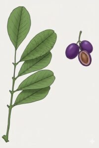 Feuilles: caduques, alternes, composées pennées à rachis, trois à sept paires de folioles opposées plus une foliole términale, à sommet arrondi parfois échancré, à limbe coriace, mat sur les deux faces, à nérvures latérales légérement imprimées dans le limbe, peu visibles et à nervilles invisibles, les jeunes sujets avec leur panache de grandes feuilles ressemble à de jeunes Khaya, mais leurs folioles sont dressées.