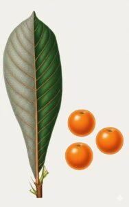 Feuilles:alternes simple, ferrugineuses puis gris argenté en dessous, corriaces, glabres, nervure médiane saillante en dessus, proéminante dessous, douze à vingt cinq paires de nervures latérales, saillantes dessous, stipules persistantes.